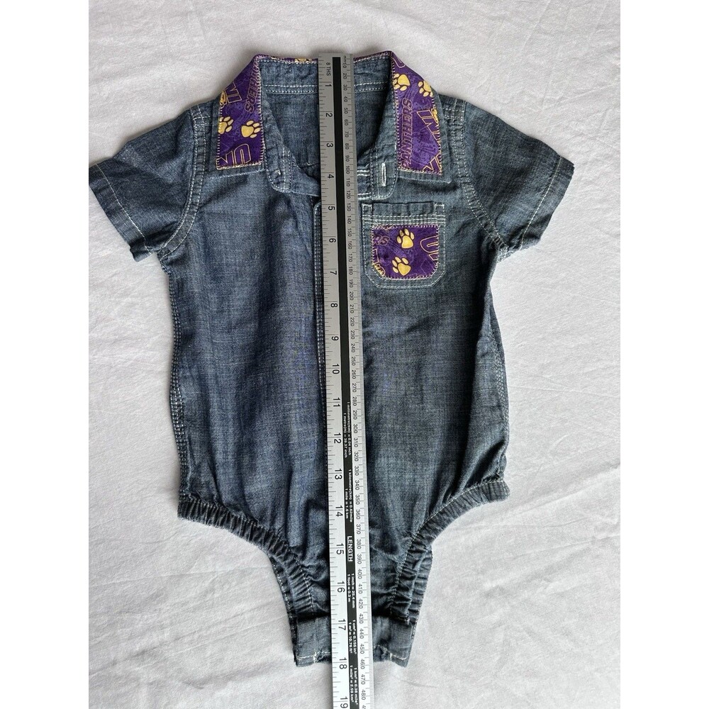 UNI Panthers babyGAP Denim Bodysuit Custom Purple & Gold Northern Iowa 12-18 mo - Picture 6 of 7